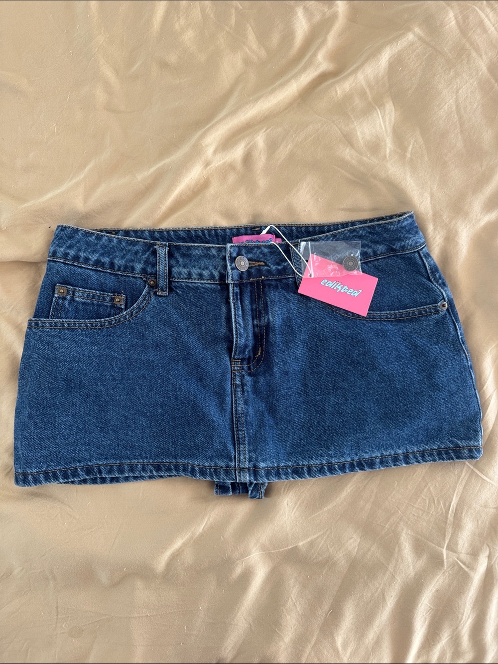 Edikted Casual Dark Blue Denim Mini Skort with Tags